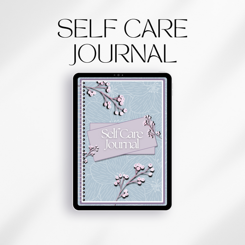 Self Care Journal with floral design on a white background